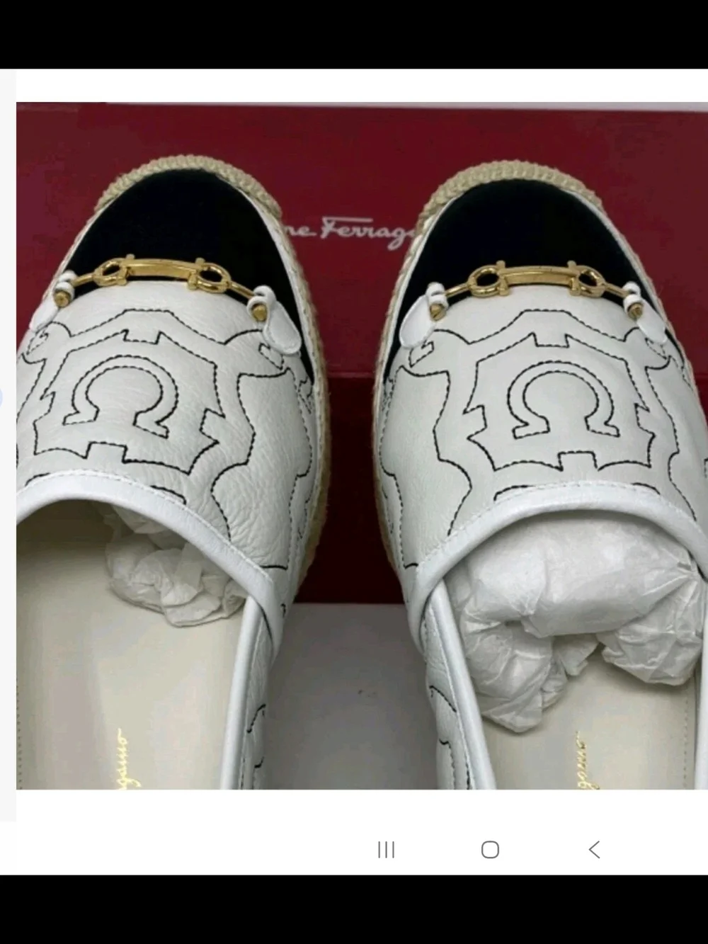 Salvatore FERRAGAMO Kim Gal White Leather Bianco Espadrilles Size 8.5 NWB